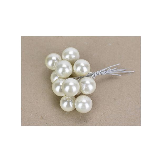 BUNKICE NA ŽICI, PERL BELE, 1.8 CM, SET 12