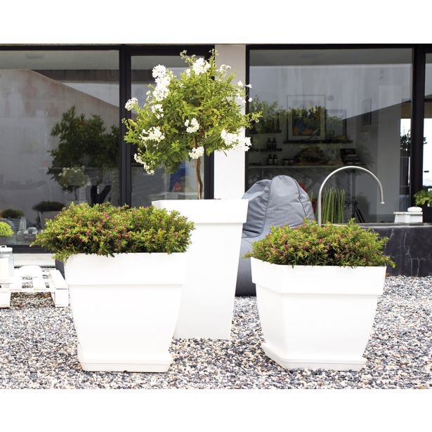 PE ZUNANJI LONEC CAPRI KVADRATEN BEL 40 CM