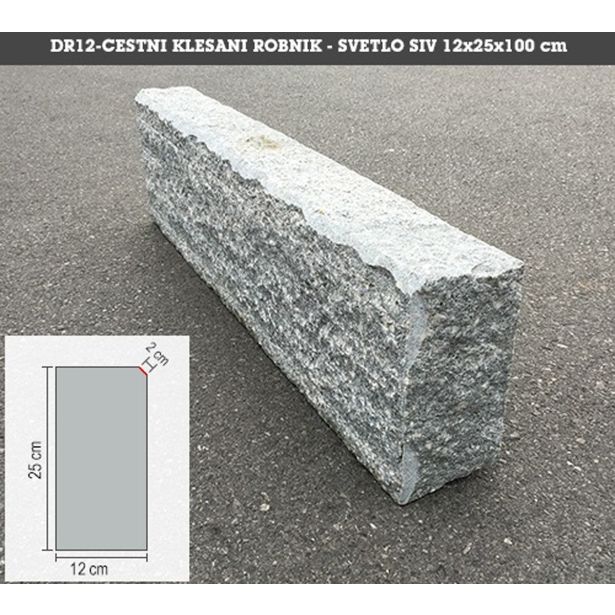 IZDELEK IZ GRANITA CESTNI ROBNIK 12X25X100CM KLESAN SVETLO SIV
