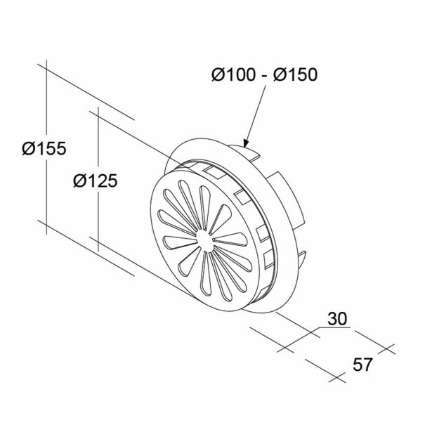 CEV ZA NAPO SICCABO ROZETA STENSKA ZUNANJA 150 MM OKROGLA