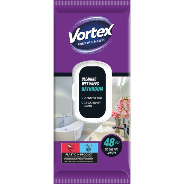 ČISTILO ZA WC, KOPALNICO VORTEX VLAŽNI ROBČKI ZA KOPAL. 48/1