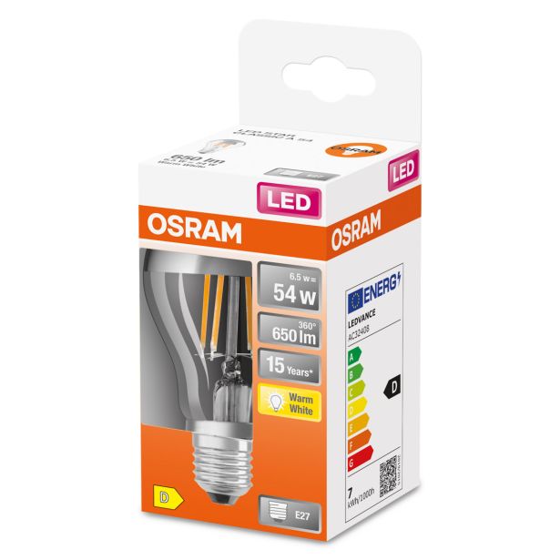 LED ŽARNICA E27 OSRAM CLA50 6.5W/827 MIRROR STAR, FILAMENT