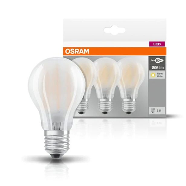 LED ŽARNICA E27 OSRAM CLA60 6.5W/827, MAT BASE RETROFIT, PAK/3