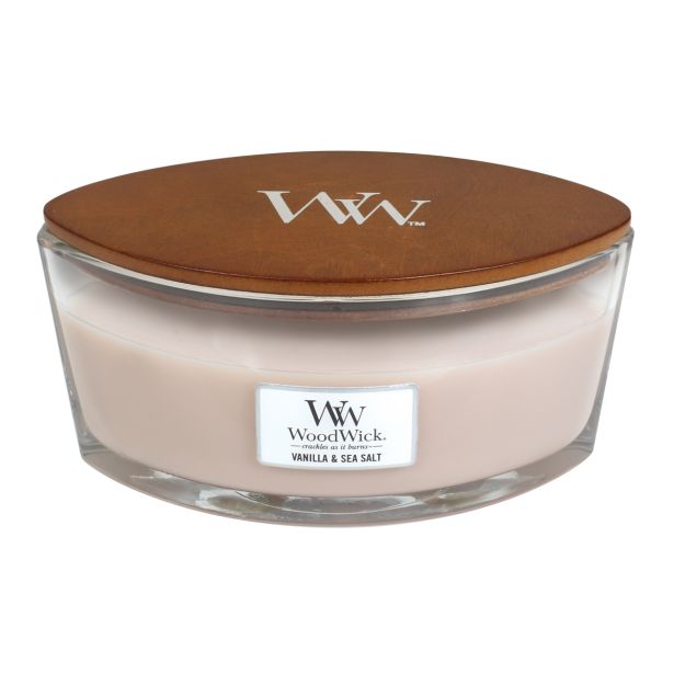 SVEČA V KOZARCU WOODWICK CLASSIC ELIPSE VANILLA & SEA SALT