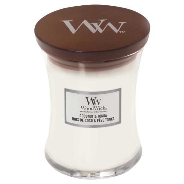 SVEČA V KOZARCU WOODWICK CLASSIC MEDIUM COCONUT & TONKA