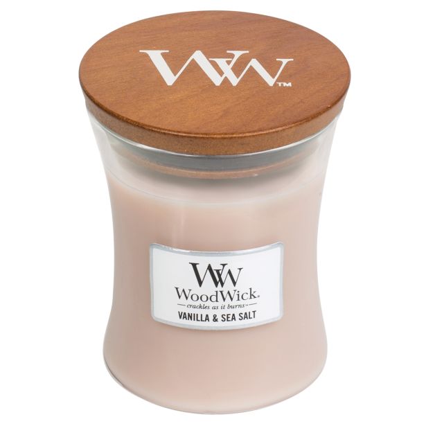 SVEČA V KOZARCU WOODWICK CLASSIC MEDIUM VANILLA & SEA SALT