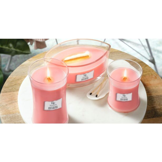 DIŠEČA SVEČA WOODWICK CLASSIC MEDIUM MELON & PINK QUARTZ