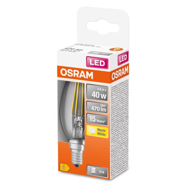 LED ŽARNICA E14 OSRAM CLB40 4W/827, BISTRA STAR, FILAMENT
