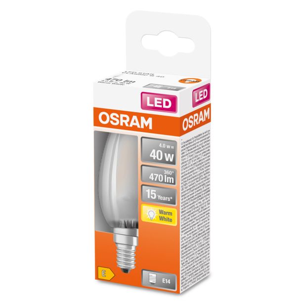 LED ŽARNICA E14 OSRAM CLB40 4W/827, MAT STAR, RETROFIT