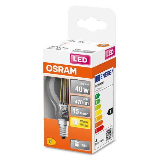 LED ŽARNICA E14 OSRAM CLP40 4W/827, BISTRA STAR, FILAMENT