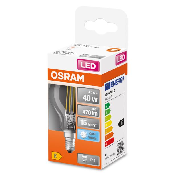 LED ŽARNICA E14 OSRAM CLP40 4W/840, BISTRA STAR, FILAMENT