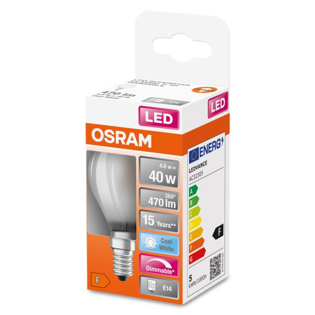 LED ŽARNICA E14 OSRAM CLP60 4.8W/840, MAT SST, DIM, RETROFIT