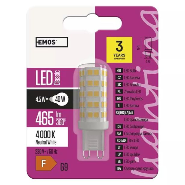 RAZNA LED ŽARNICA EMOS CLS 4.5W G9 NW