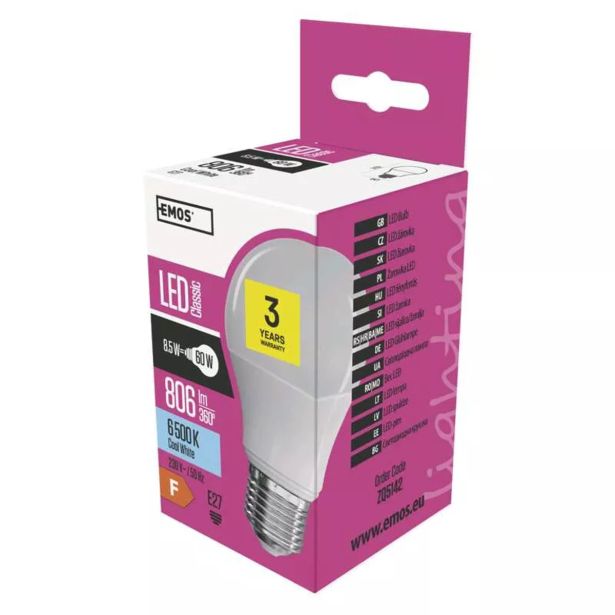 LED ŽARNICA E27 EMOS CLS A60 8.5W CW