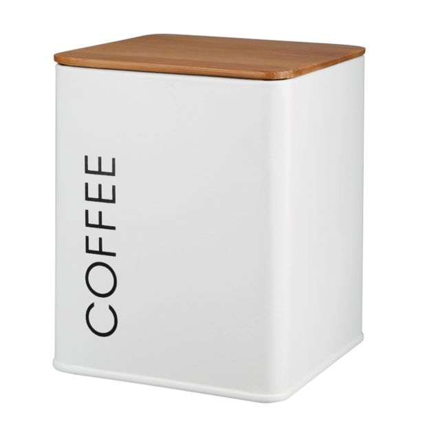 NAMENSKA DOZA GALICIJA COFFEE 11.5X11.5X14 BELA METALNA Z BAMBUS POKROVOM