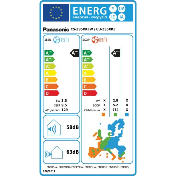 KLIMATSKA NAPRAVA PANASONIC CS/CU-Z35XKE 3.5KW, NOTR+ZUN ENOTA