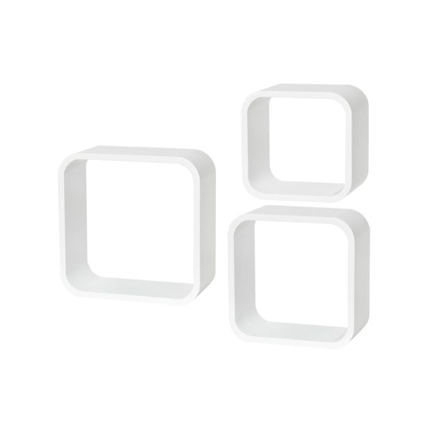 LESENA POLICA CUBE SET BELA 3 KOS 350X350X145 MM