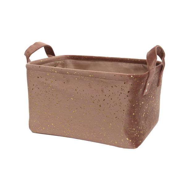 OKRASNA PRAVOKOTNA KOŠARA IZ POLIESTRA Z ZLATIM VZORCEM