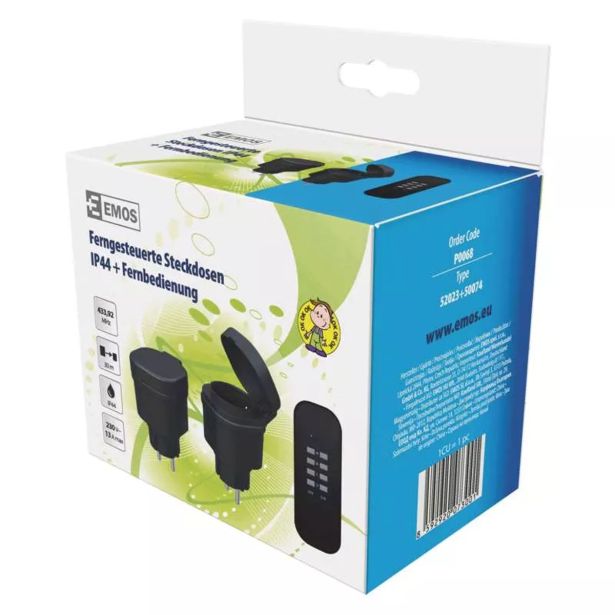 POSEBNA VTIČNICA EMOS DALJINSKO VODENA VTIČNICA IP44 (2X VAR.VTIČ.+DAL.)