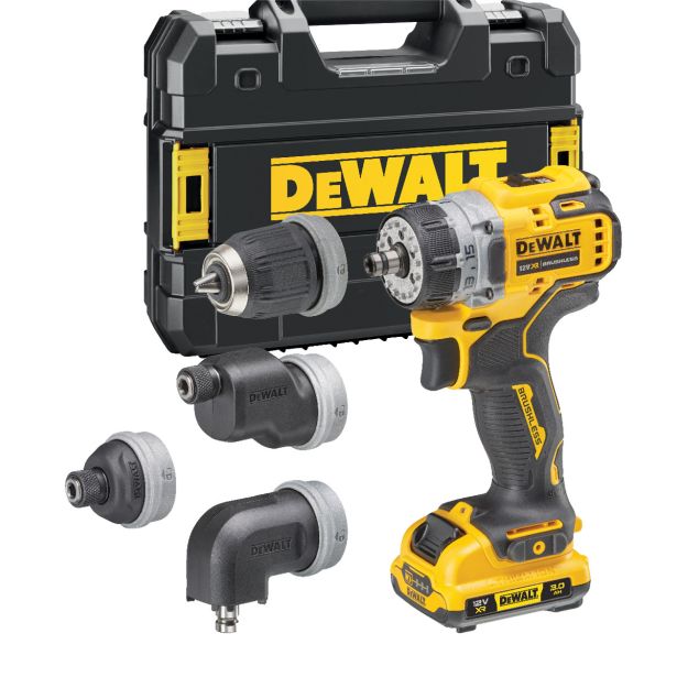 AKUMULATORSKI VRTALNIK DEWALT DCD703L2T 2X12V 3AH; + 4 GLAVE
