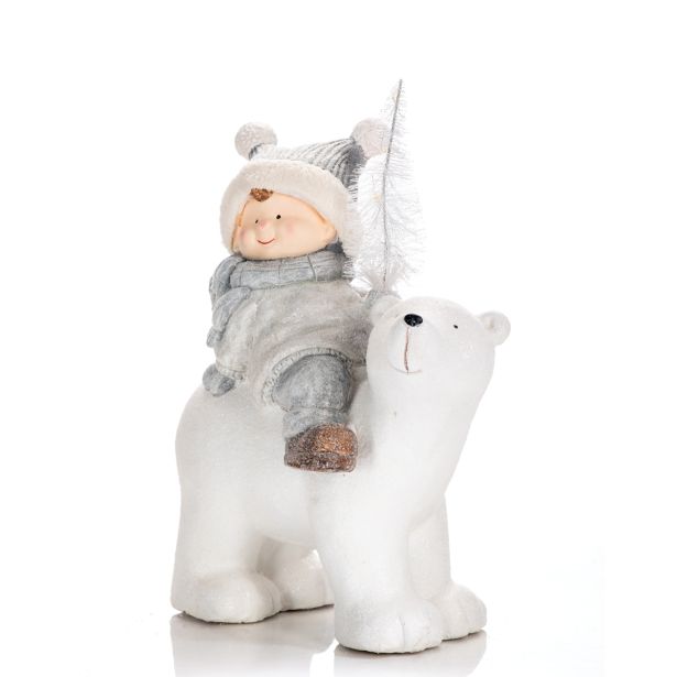 PRAZNIČNA FIGURA GLOSSTYLE DEČEK NA MEDVEDKU 44 CM