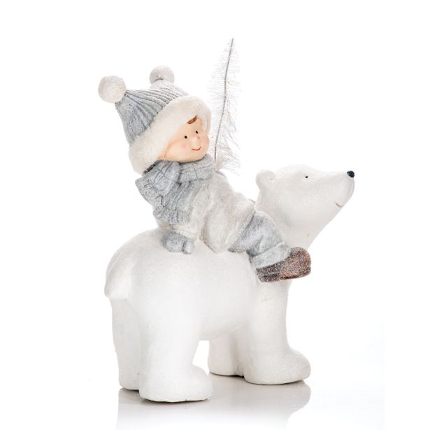 PRAZNIČNA FIGURA GLOSSTYLE DEČEK NA MEDVEDKU 44 CM
