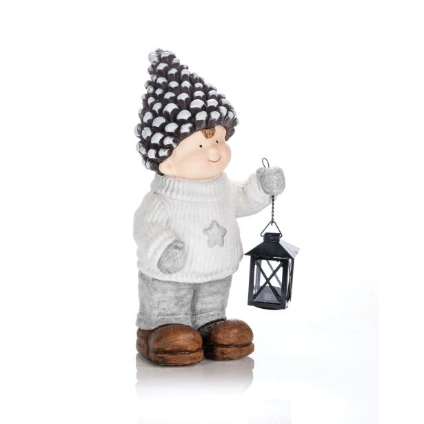 PRAZNIČNA FIGURA GLOSSTYLE DEČEK STORŽEK Z LANTERNO 43 CM