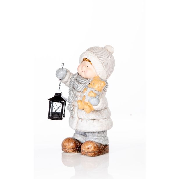 DEČEK Z LANTERNO IN MEDVEDKOM, VIŠINE 39,5 CM