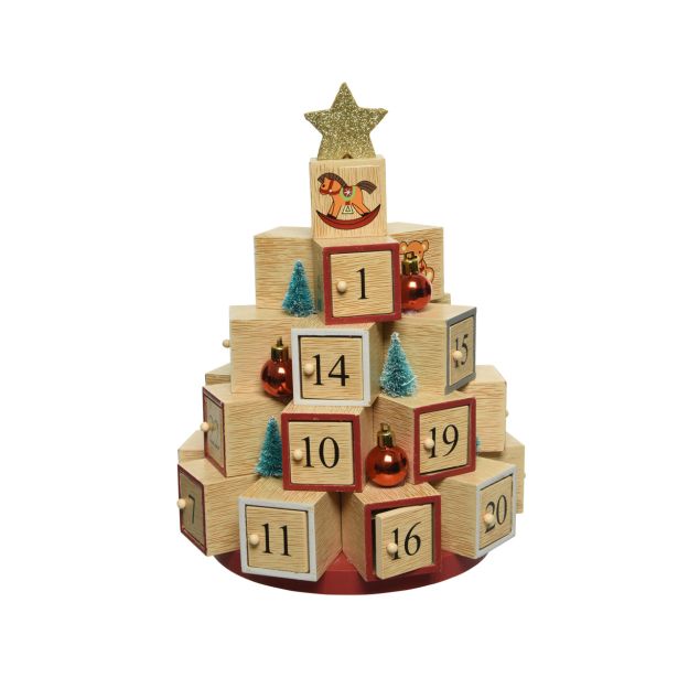 DEKORACIJA DECORIS ADVENTNI KOLEDAR LESEN VIŠINA 28.5 CM, FI 18 CM
