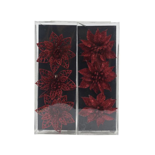 DEKORACIJA DECORIS BOŽIČNA ZVEZDA 9 CM 3/1 RDEČA, SORTIRANO