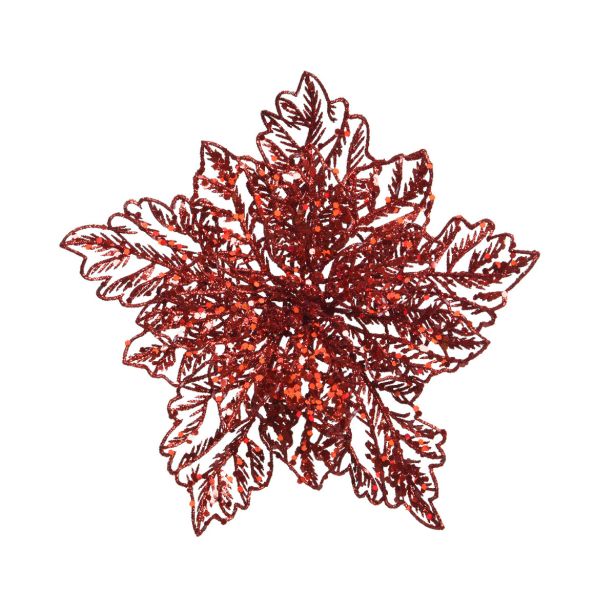 DEKORACIJA DECORIS BOŽIČNA ZVEZDA NA SPONKI 23.5 CM RDEČA