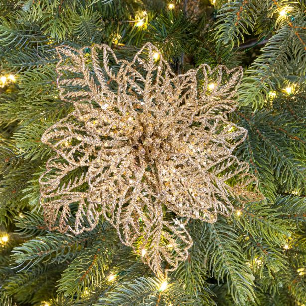 DEKORACIJA DECORIS BOŽIČNA ZVEZDA NA SPONKI 23.5 CM ZLATA