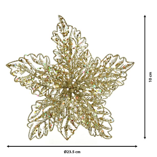 DEKORACIJA DECORIS BOŽIČNA ZVEZDA NA SPONKI 23.5 CM ZLATA