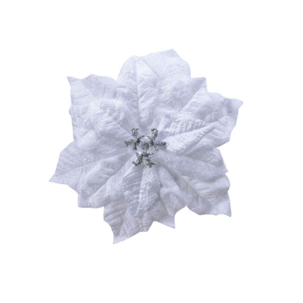 DEKORACIJA DECORIS BOŽIČNA ZVEZDA NA SPONKI 32 CM, BELA