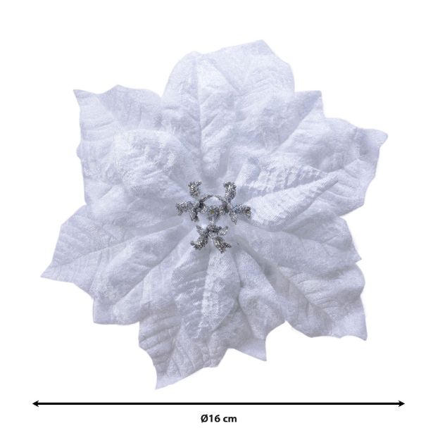 DEKORACIJA DECORIS BOŽIČNA ZVEZDA NA SPONKI 32 CM, BELA