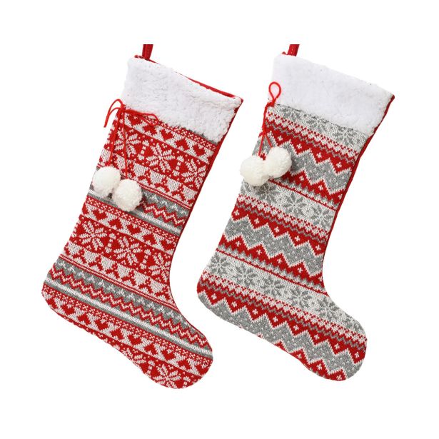 DEKORACIJA DECORIS NOGAVICA 40X16X2 CM RDEČA/BELA SORTIRANO