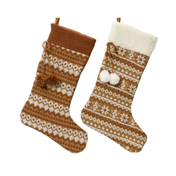 DEKORACIJA DECORIS NOGAVICA, 40X16X2 CM RJAVA/BEŽ SORTIRANO