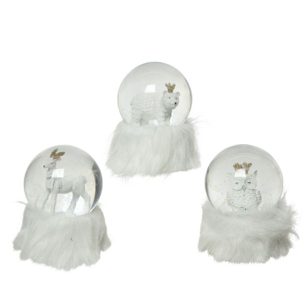 DEKORACIJA DECORIS SNEŽNA KROGLA Z ŽIVALCO FI 10 CM SORT