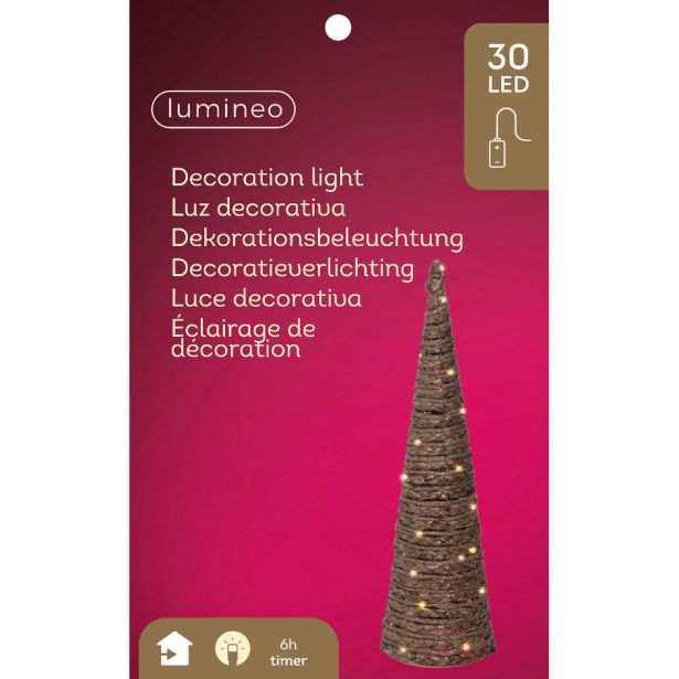 DEKORACIJA DECORIS STOŽEC 16X60 CM, JUTA LED 30 L