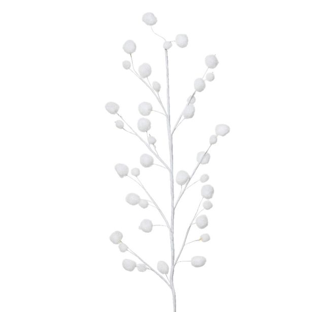 DEKORACIJA DECORIS VEJICA BELA 2X55X10 CM S SNEŽNIMI KEPICAMI