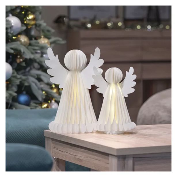 DEKORACIJA EMOS BOŽIČNA PAPIRNA ANGELA S STOJALOM, 28/38 CM
