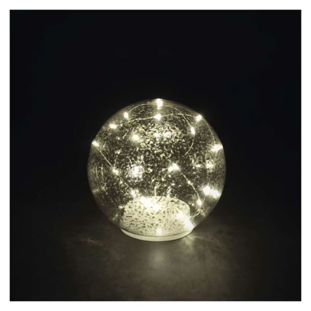 DEKORACIJA EMOS LED STEKLENA KROGLA ZLATA 15 CM,TOPLO BELA,ČASOVNIK