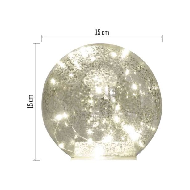 DEKORACIJA EMOS LED STEKLENA KROGLA ZLATA 15 CM,TOPLO BELA,ČASOVNIK