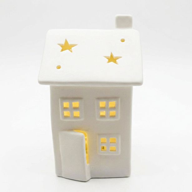 DEKORACIJA HIŠKA Z LED LUČKO, BELA 10.8X9.6X14.6 CM