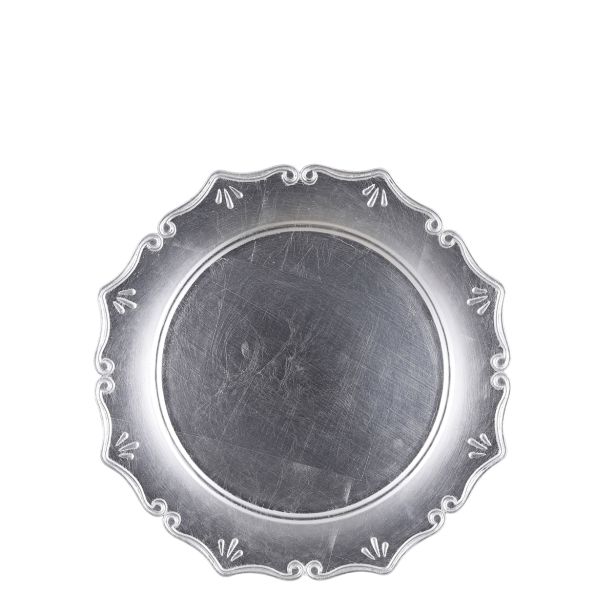 DEKORACIJA KROŽNIK VINTAGE SREBRN