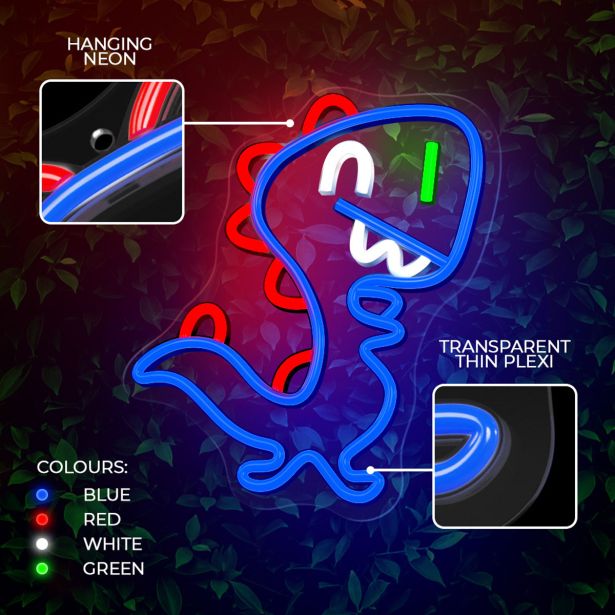 DEKORAT. STENSKA SVETILKA FOREVER NEON LED BABY DINO