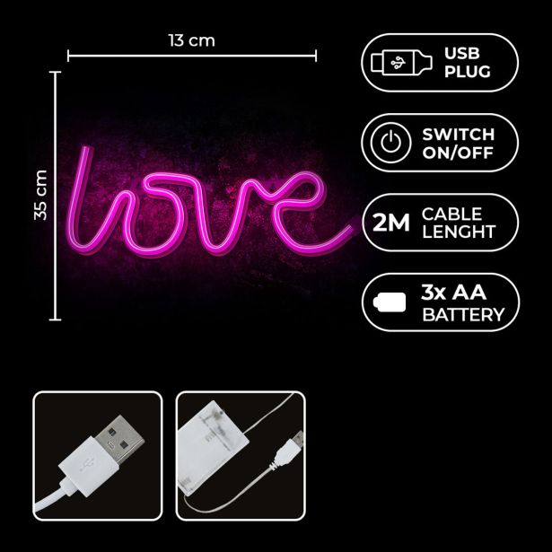 DEKORAT. STENSKA SVETILKA FOREVER NEON LED LOVE