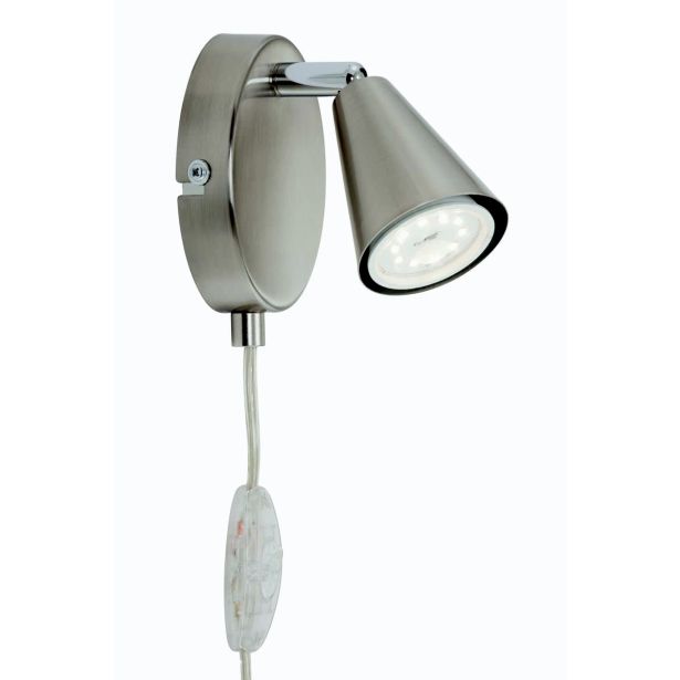 DEKORAT. STENSKA SVETILKA LED SPOT 1X5W GU10 S STIKALOM, NIKEL/SATIN