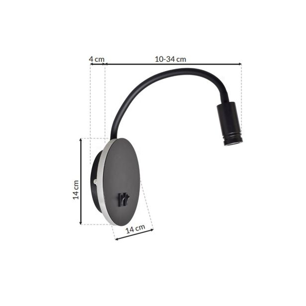 DEKORAT. STENSKA SVETILKA MILAGRO BASE 8W+2W ČRNA ML6354 NOČNA