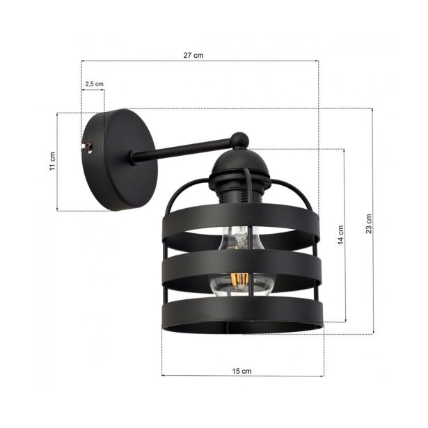 DEKORAT. STENSKA SVETILKA MILAGRO LARS BLACK 1XE27 MLP797
